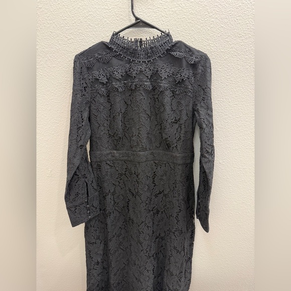 Malka Majesty Dress Size large Black Lace Midi Long Sleeve Formal Church Modest - Picture 12 of 12